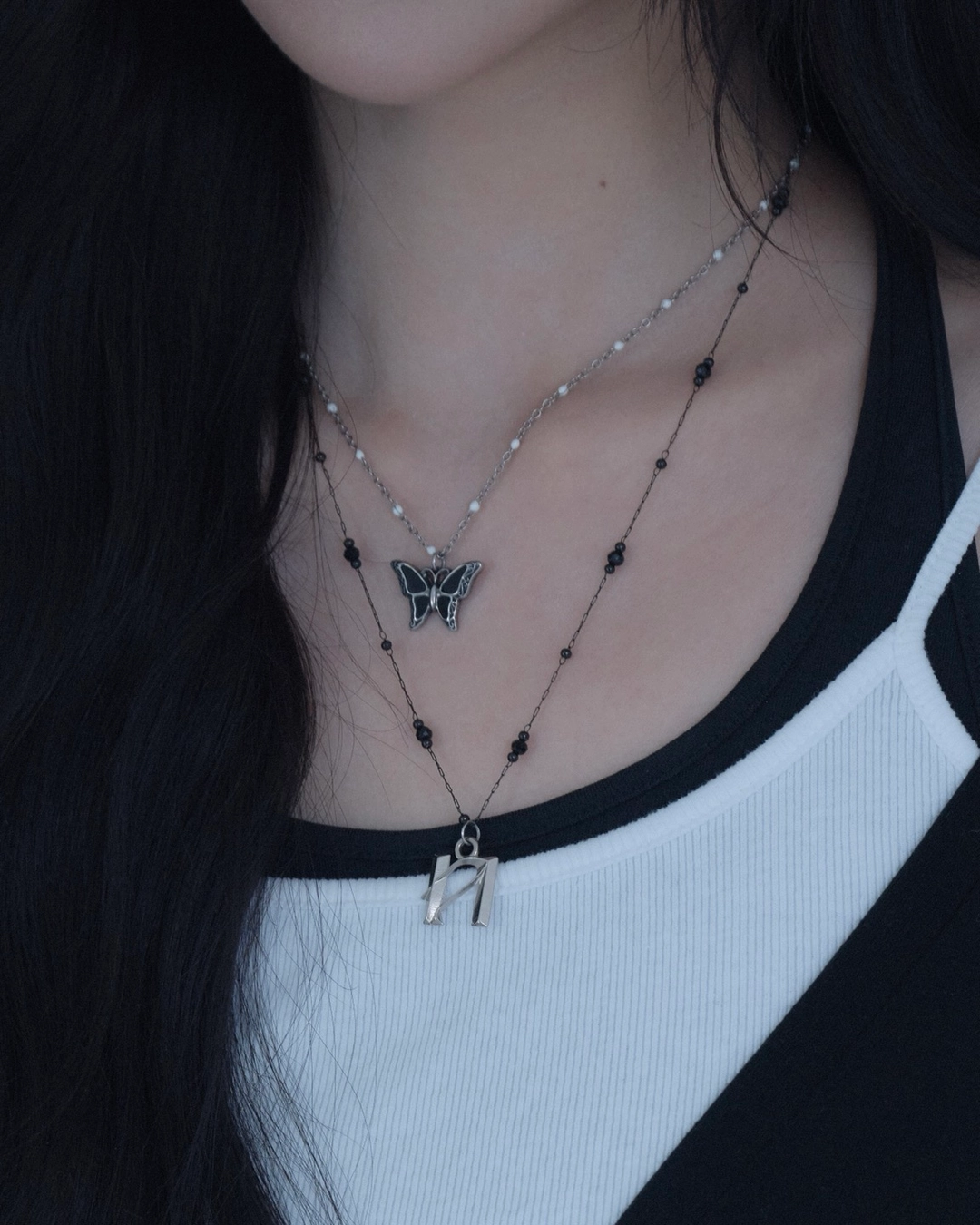 뉴얼린 NEWALRIN BUTTERFLY Double-Layer Necklace 상품 이미지 1