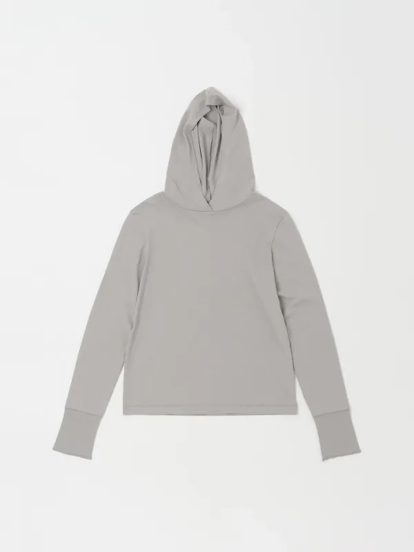 SNUG HOODED LONG SLEEVE TEE IN GREY