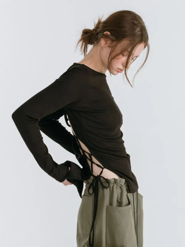 BACKLESS STRAP T-SHIRT / BLACK
