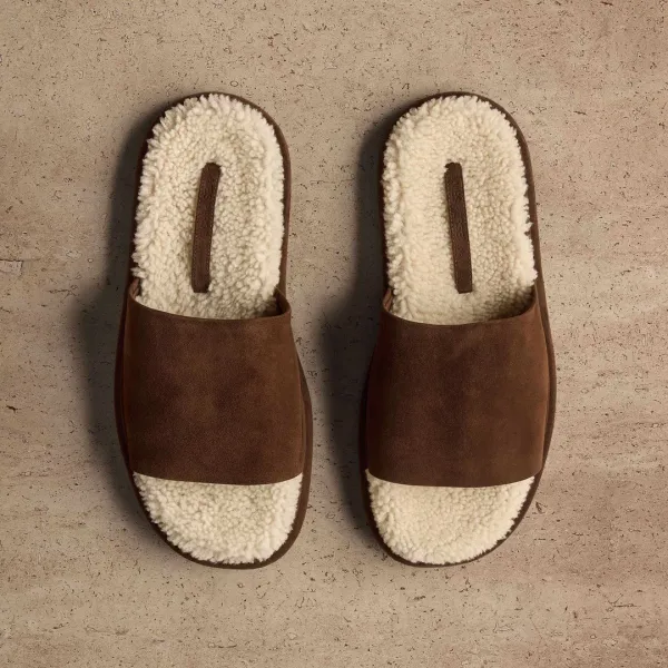 Women's Shearling Suede Slide - Acero/Natural