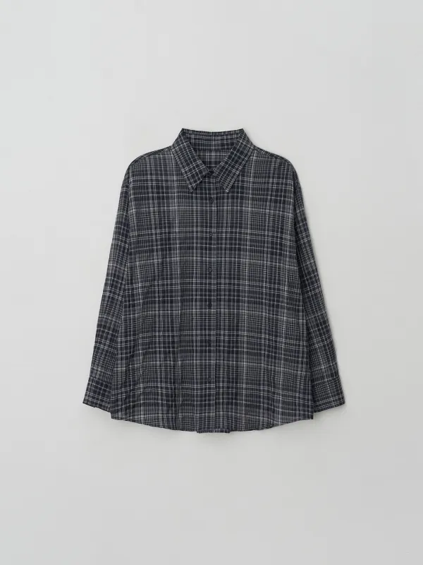 [4th] sheer check shirt (navy)