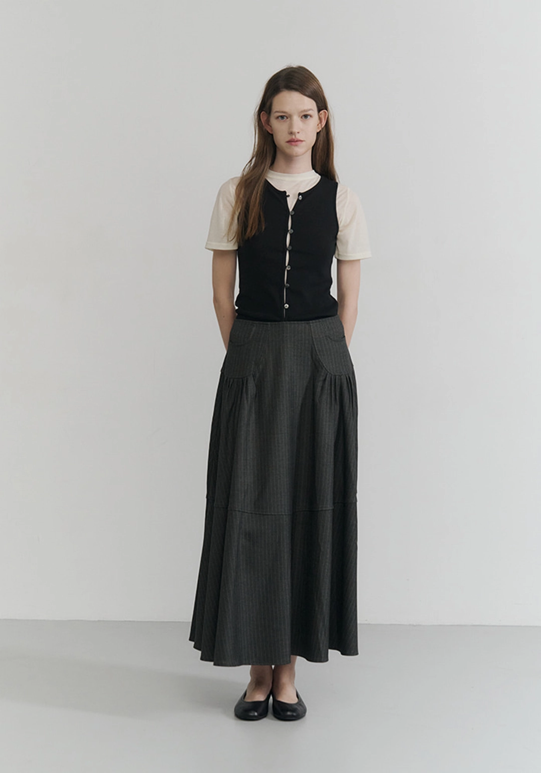 이브세이지 Stripe shirring skirt 상품 이미지 2