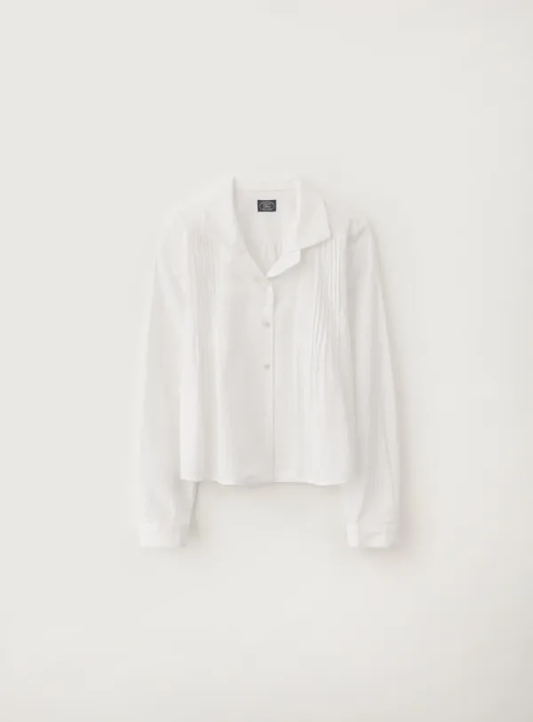 멜리아 카라 핀턱 블라우스_Ivory