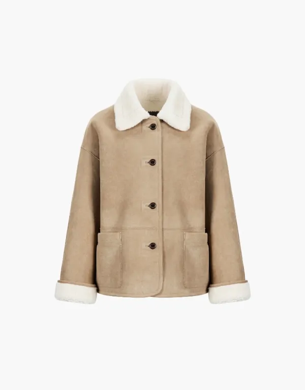 reversible shearing mustang - taupe