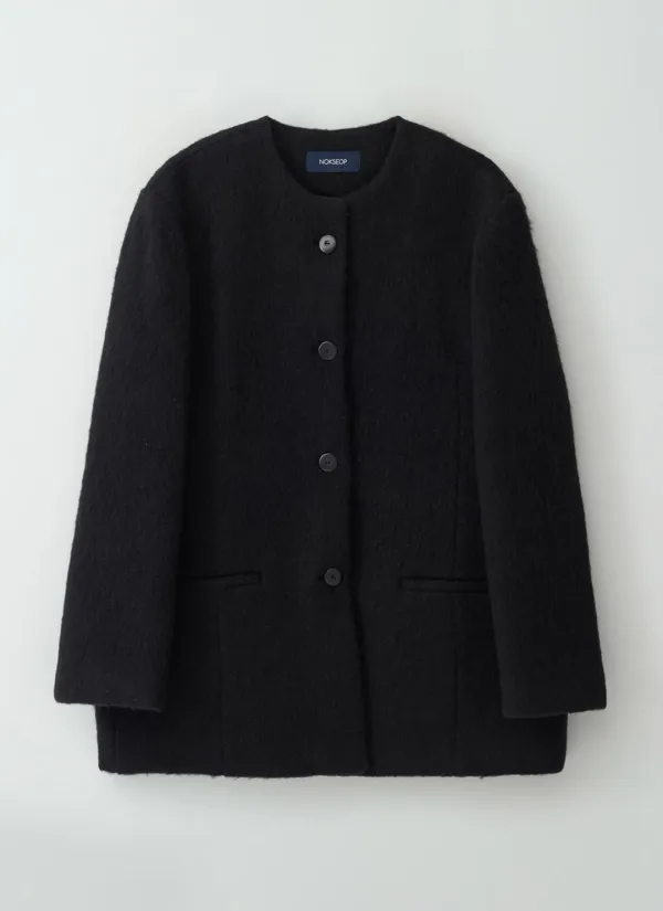[10차 리오더][L 사이즈 추가] Alpaca blend half coat_black (10/30 이내 출고)