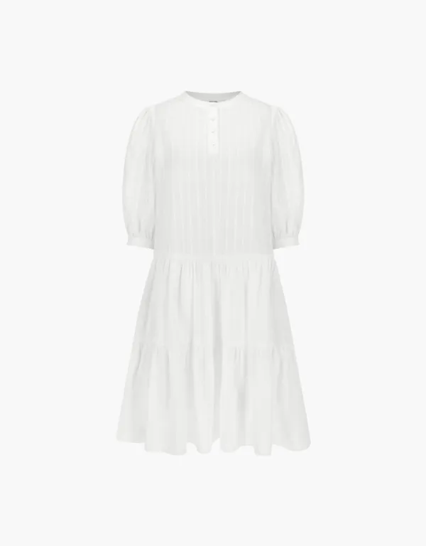 jacquard shirring one-piece - white