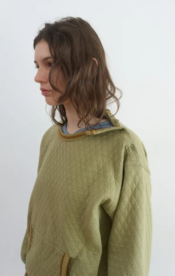 436. Quilted Sweatshirt_Khaki