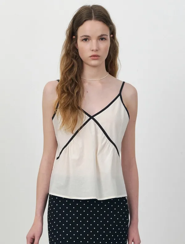 Point cross strap sleeveless blouse_Cream