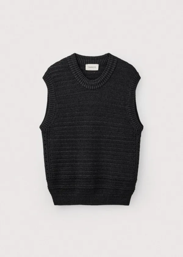 Paper & boucle crochet vest_Washed black