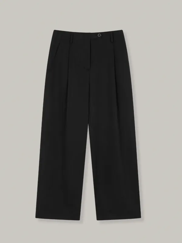 refined pintuck slacks (black)