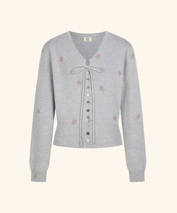 Lori Flower Scallop Cardigan ( Gray )