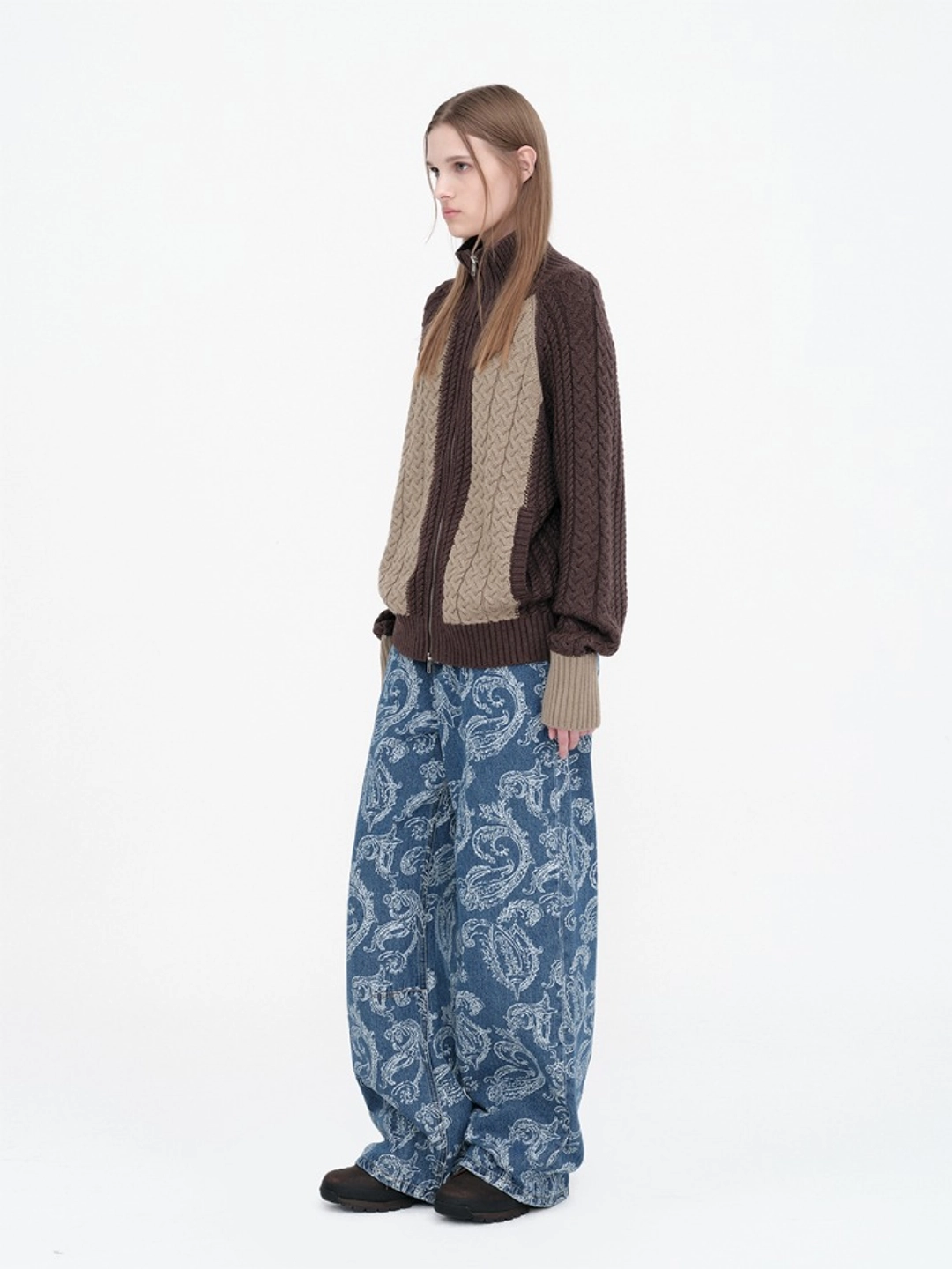 밀로 우먼 Paisley Wide Jeans [Mid Blue] 상품 이미지 1