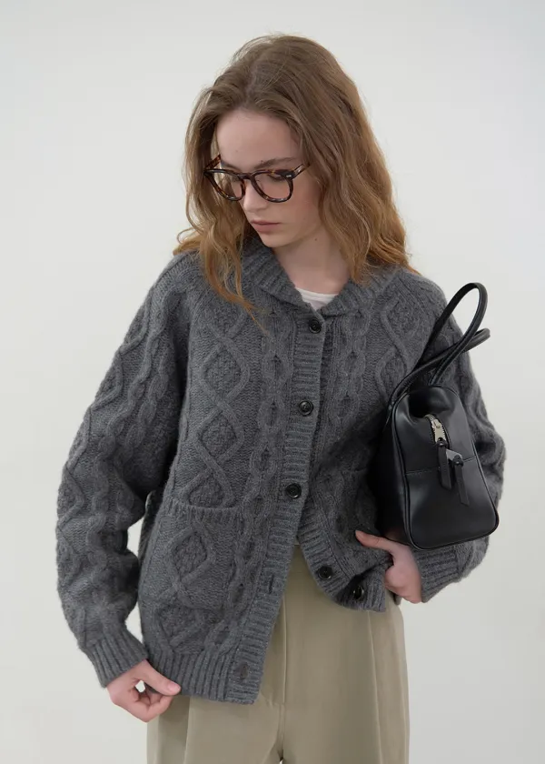 Fisherman cardigan (charcoal)