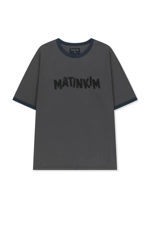 MATIN LOGO RINGER TOP FOR MEN IN CHARCOAL