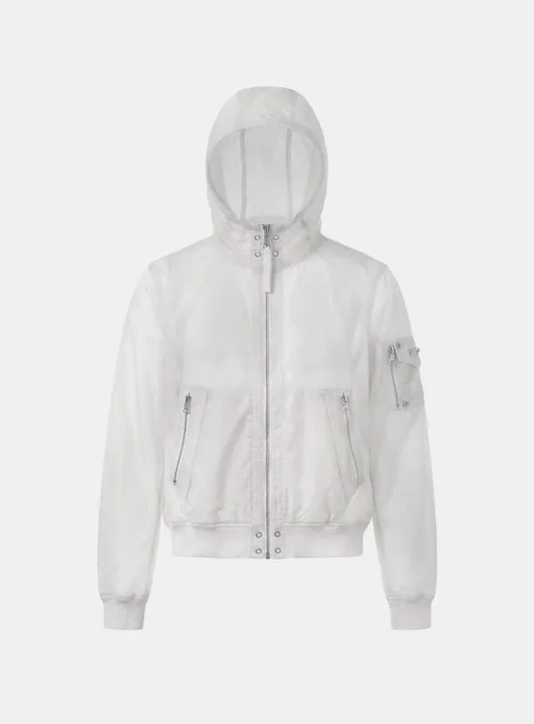 [w-jkt26-031] Viper91 Nylon Hooded Windbreaker - White