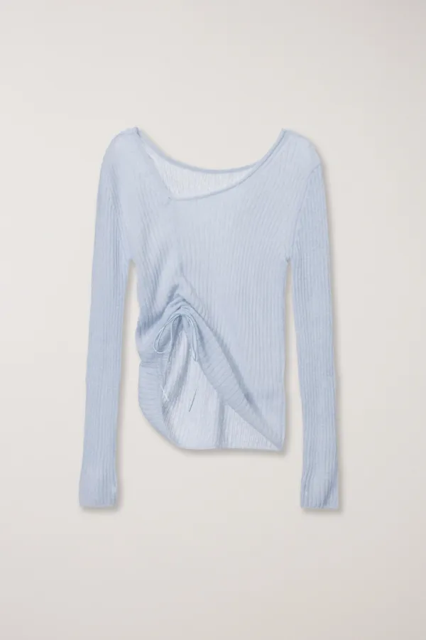 2-WAY SHIRRING KNIT TOP SOFT BLUE_UDSW6A204B1