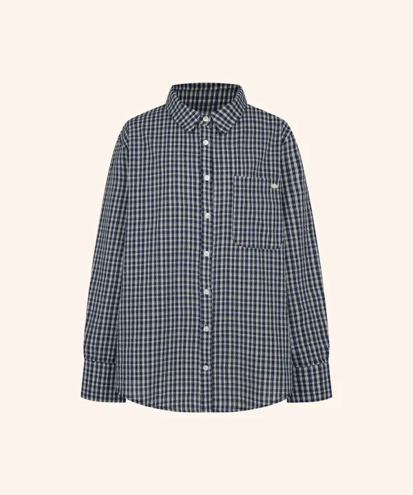 Melve Oversized Check Shirt ( Navy )