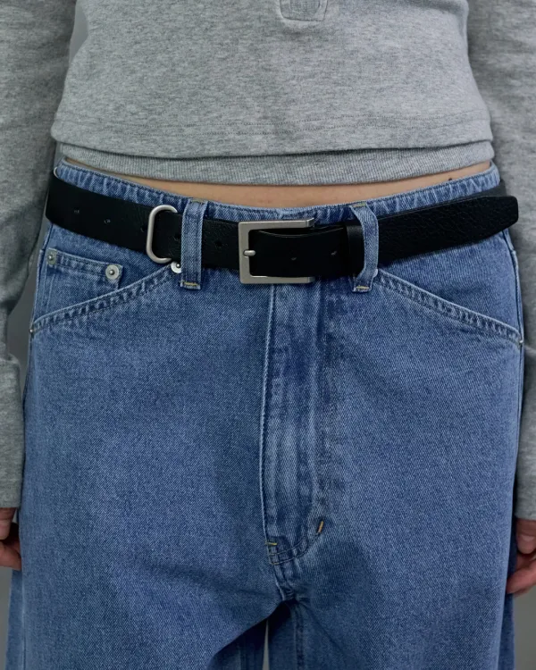 [9/17 예약 출고] OVAL RING LEATHER BELT - BLACK