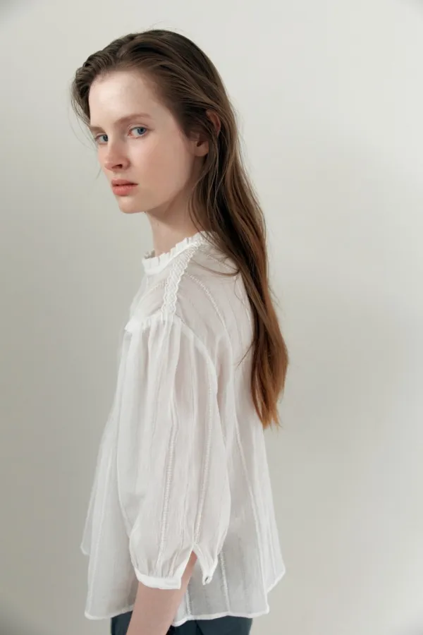 [2nd] Veil Half Blouse_Ivory