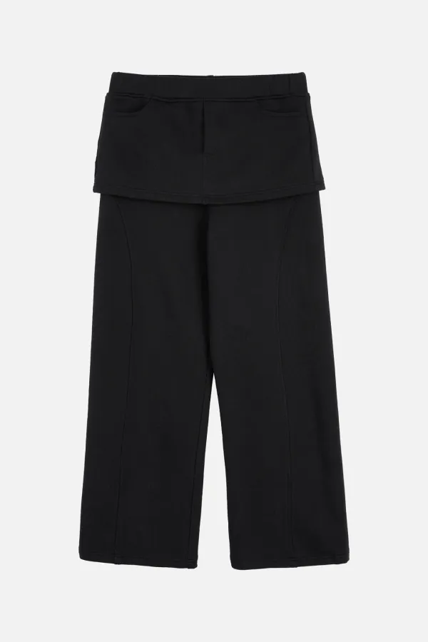 Skirt Layered Sweatpants _ Black