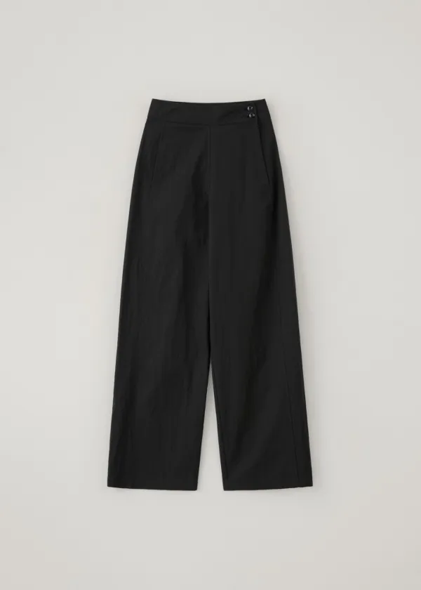 [7th-reorder] Doublin side button pants (black)