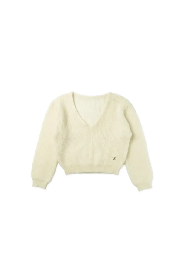 Mohair v-neck knit_ivory