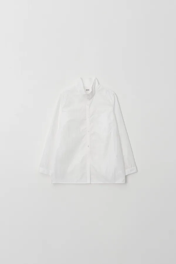 Glossy Collarless Shirt (white)