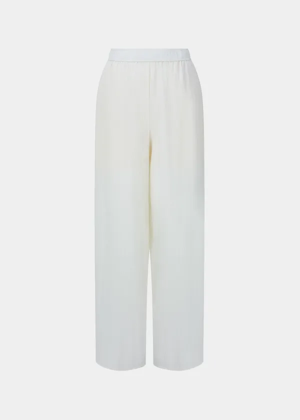 W CREASED COTTON WIDE PANTS - WHITE