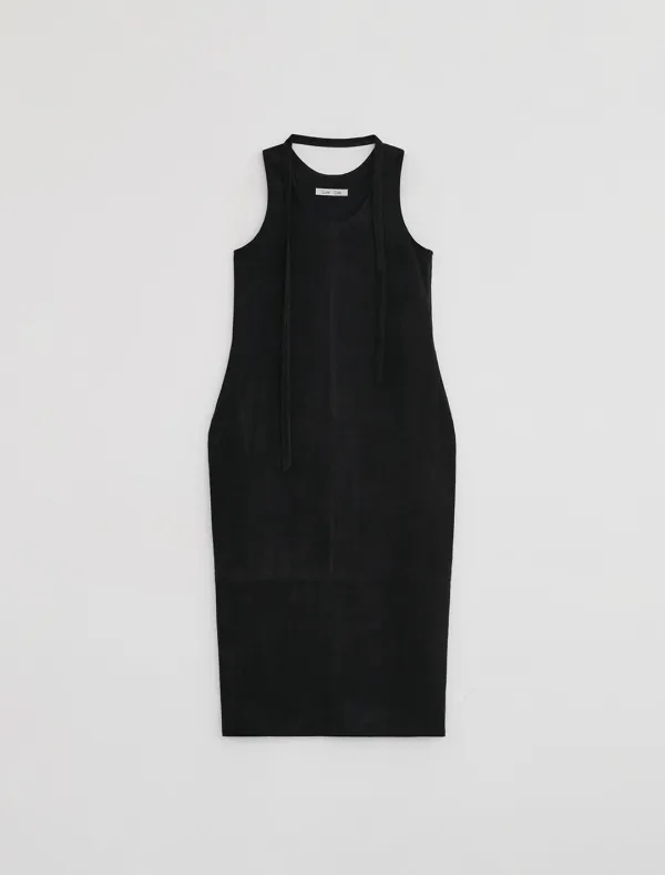 SUEDE BALLOON DRESS [BLACK]