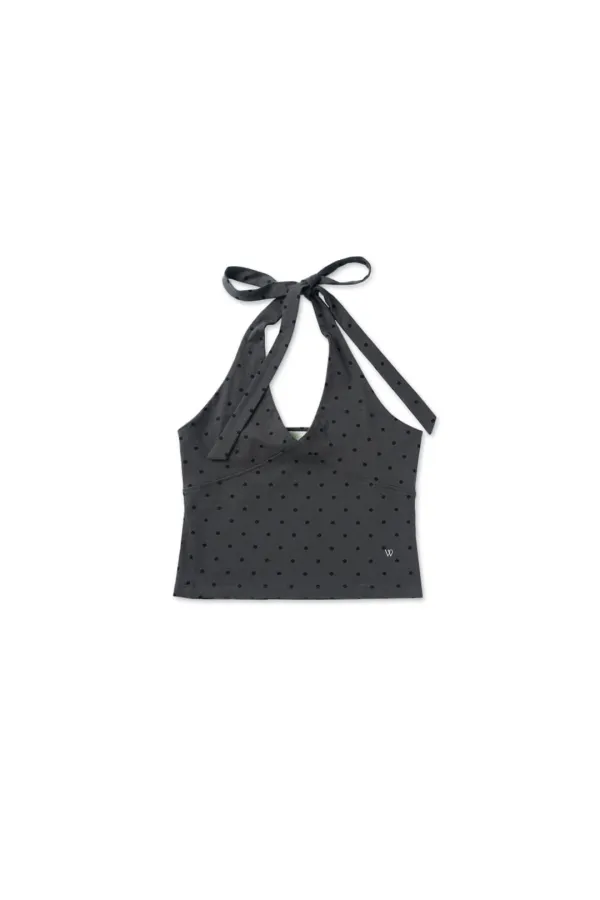 Dot halter neck top_charcoal