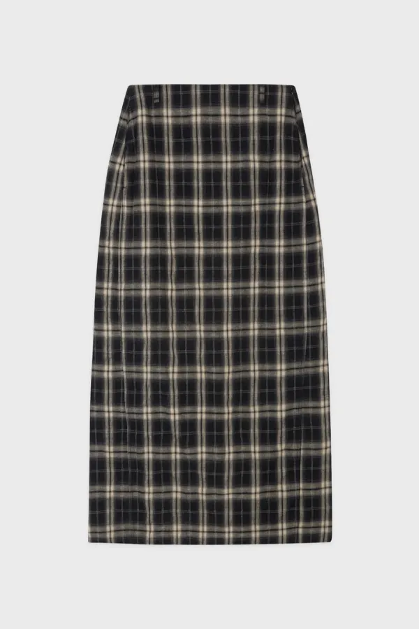 Check H-Line Skirt (Black)