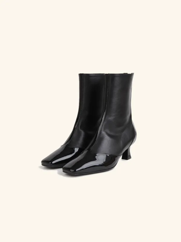 CURVE LINE ankle boots / 블랙콤비
