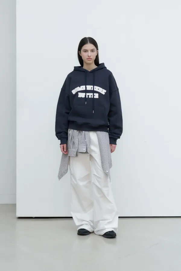 Satin Heart Logo Hoodie - Navy