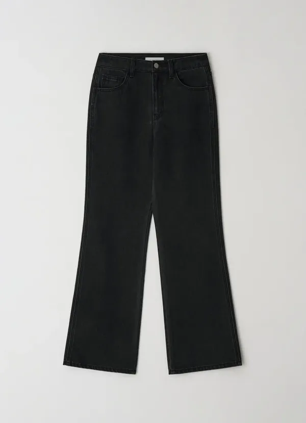 Wide boot cut denim (washed black)