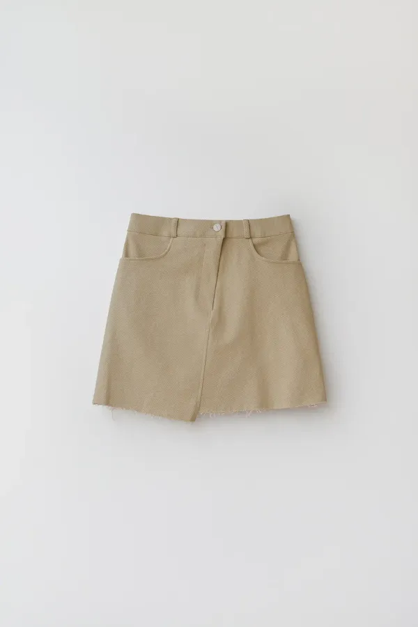Cotton twill mini skirt (beige)