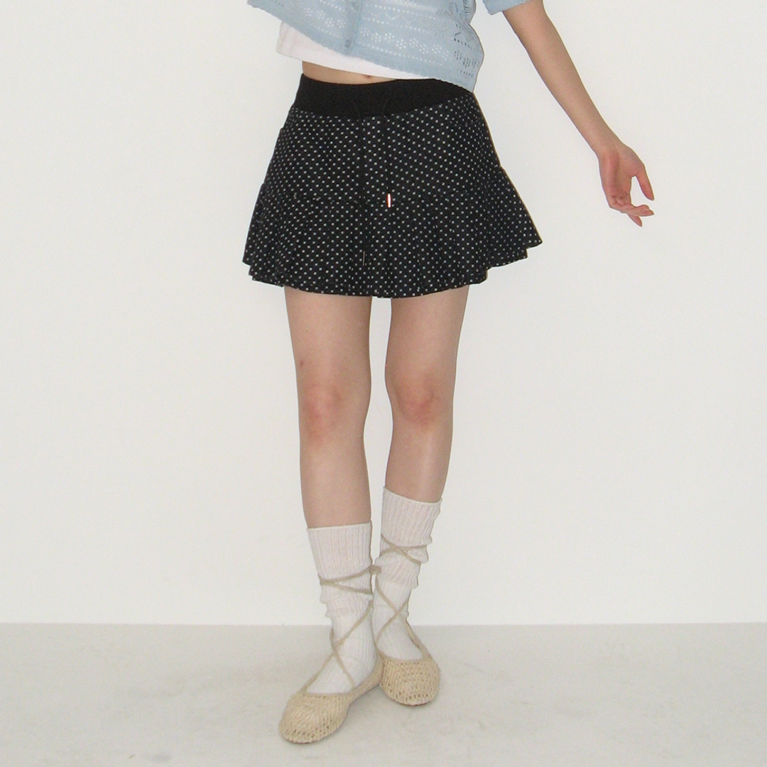 론론 PLEATS BANDING MINI SKIRT DOT BLACK 상품 이미지 2