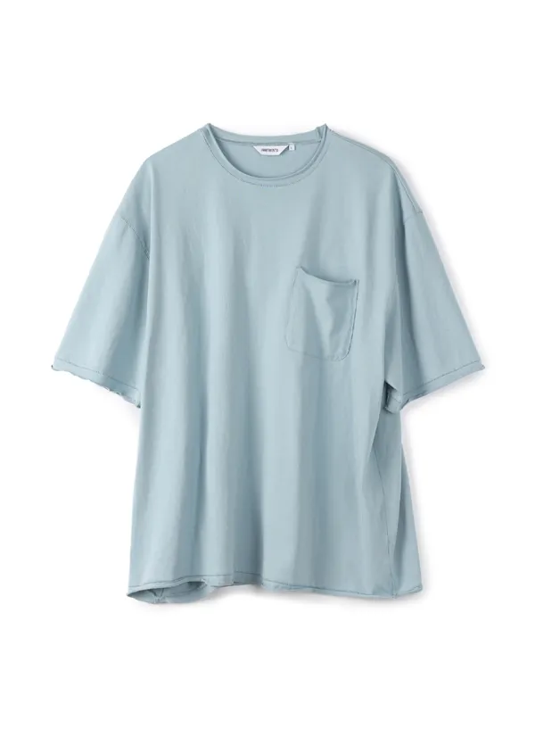 Raw Edge Pocket Tee_Sky