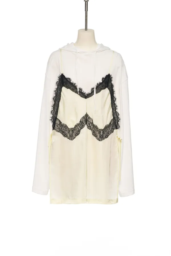 SS25 WHITE SLIP LAYERED HOODIE