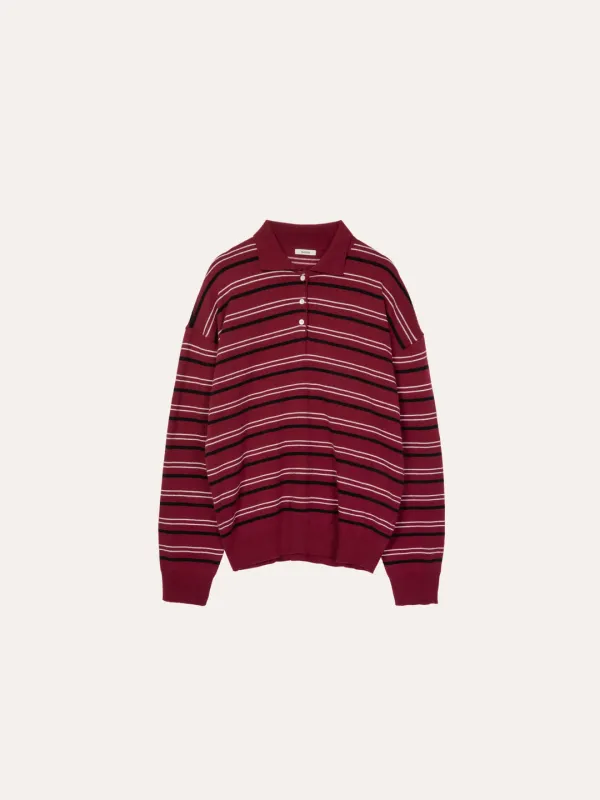 루다 스트라이프 니트[BURGUNDY]*오늘 출발