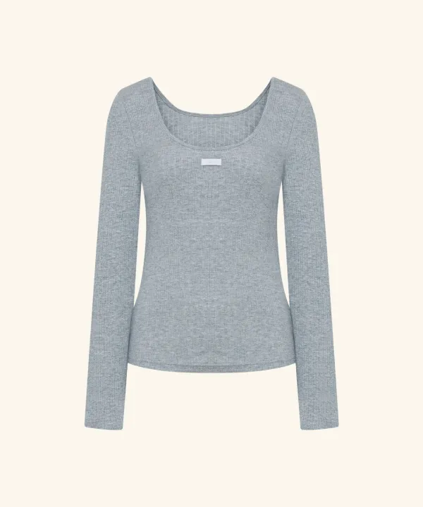 [7th Restock] Letters Two-way Slim T-shirts ( Grey )