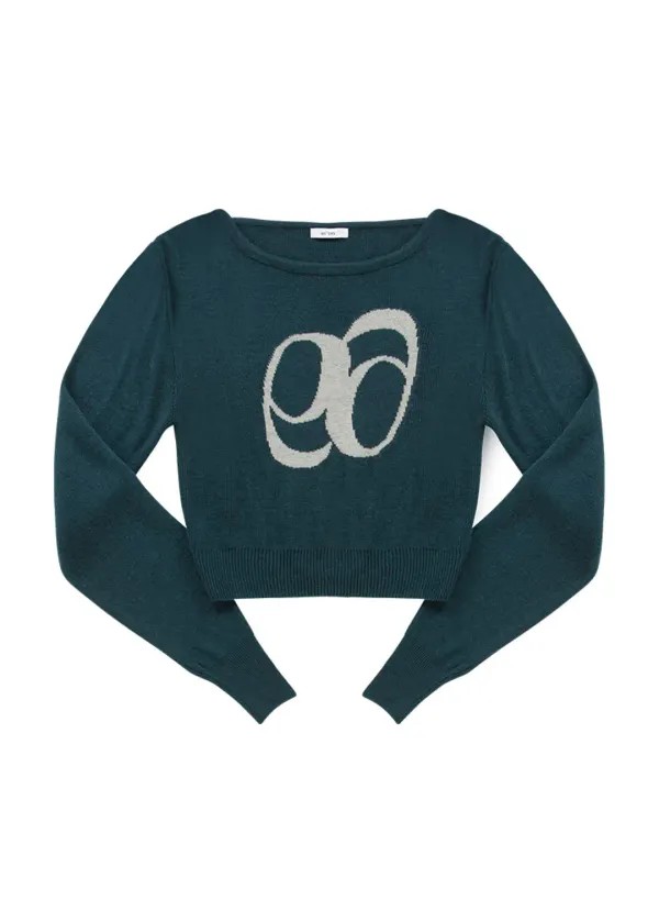 BOAT NECK KNIT / BLUE-GREEN