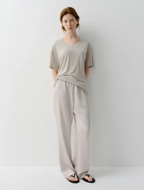 Pleats Banding Pants (Ash Beige)