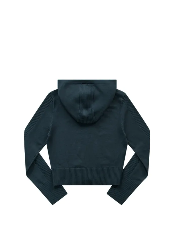 [11월 6일 순차배송] FABLE KNIT HOOD ZIP-UP / BLUE GREEN