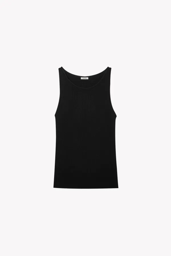 Zene Rib Silk Sleeveless (Black)