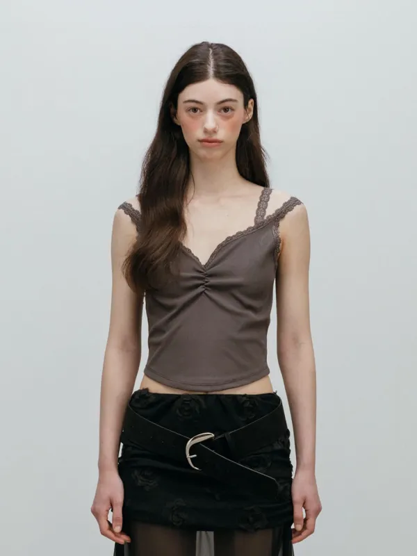 DOUBLE LACE SLEEVELESS / CHARCOAL