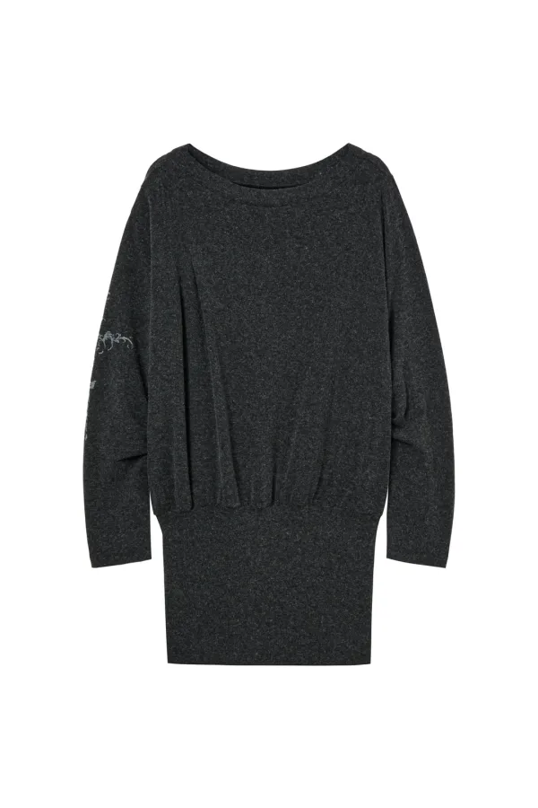 ANGEL OFF-SHOULDER DRESS IN CHARCOAL