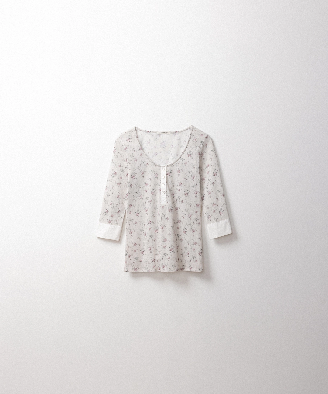 아카이브제이투유 플뢰르 버튼 티셔츠 (cream beige) 상품 이미지 1