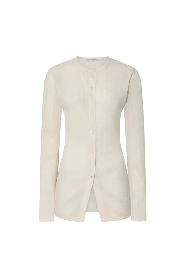 26 PLEATS LONG SLEEVE CARDIGAN [IVORY]