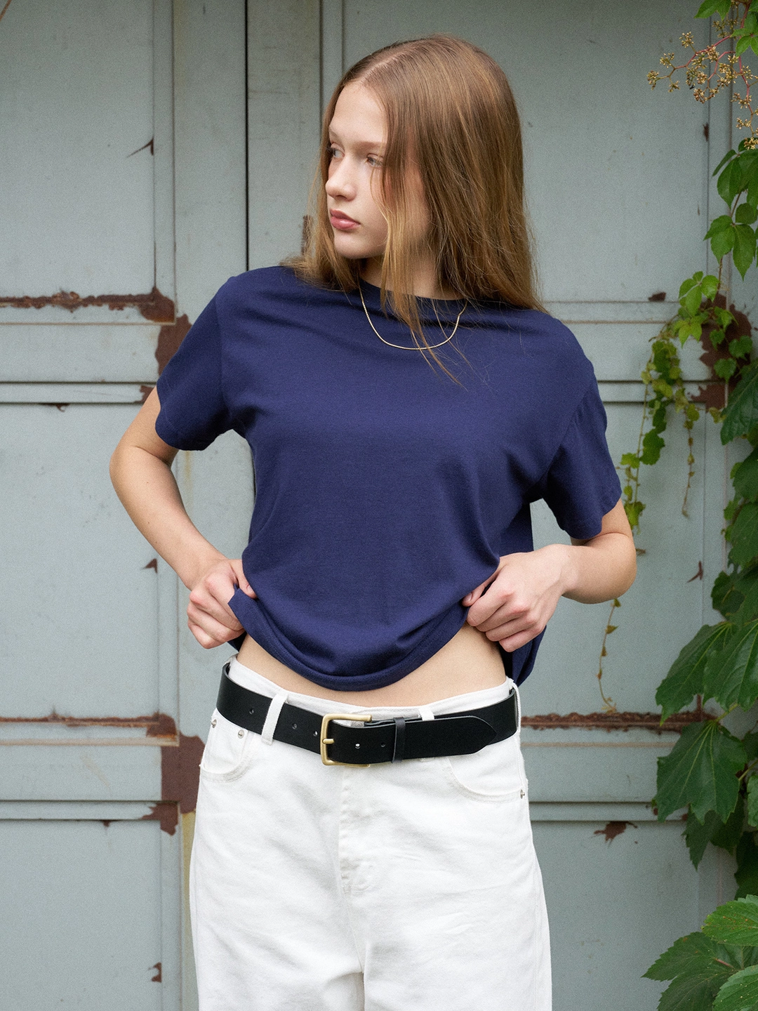 헤더먼트 joy basic t-shirt (navy) 상품 이미지 1