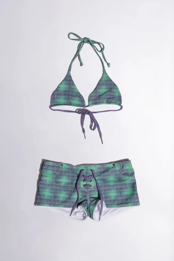 Ombre Plaid Microkini Green